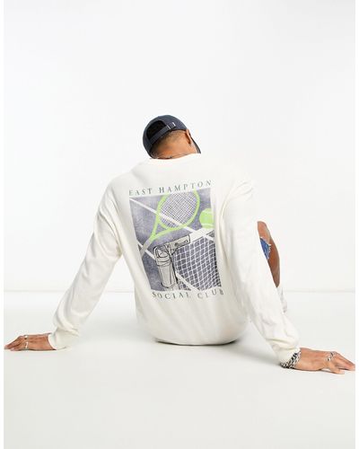 Abercrombie & Fitch T-shirt Met 'east Hampton'- En Tennisprint Op - Wit