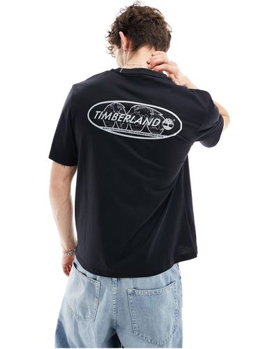 Timberland Camiseta negra con logo reflectante en la espalda - Azul