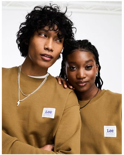 Lee Jeans Unisex Workwear Capsule Label Logo Relaxed Fit Sweatshirt - Brown
