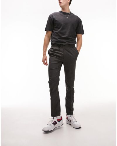 TOPMAN Pantalon skinny habillé avec taille élastique - anthracite - Noir
