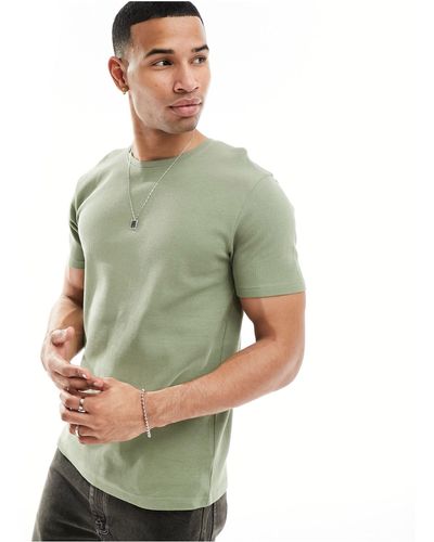 Brave Soul T-shirt en maille gaufrée - sauge délavé - Vert