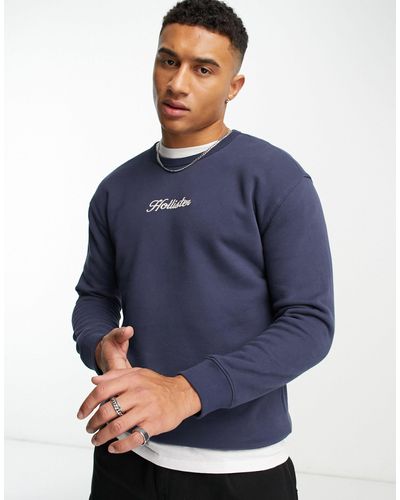 Hollister Sweatshirt Met Kenmerkend Geschreven Logo - Blauw