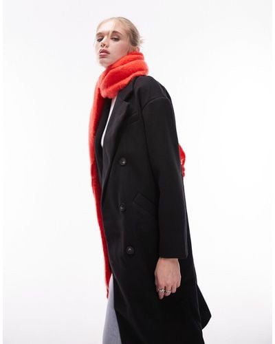 TOPSHOP Double Breasted Long Coat - Red