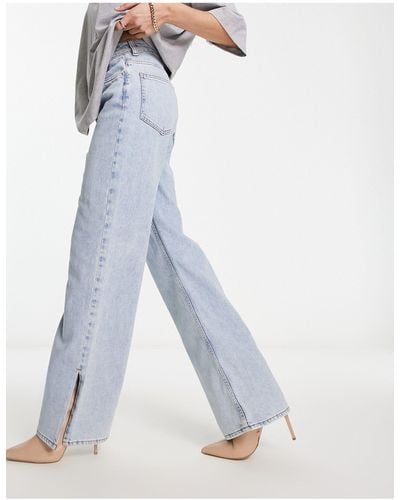 ASOS Dad jeans leggeri con spacco - Blu