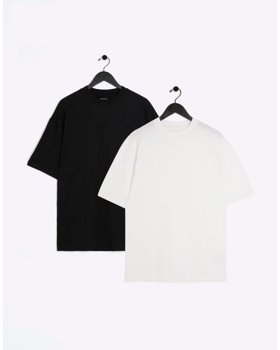 River Island 2 Pack /white Oversized T-shirt - Black