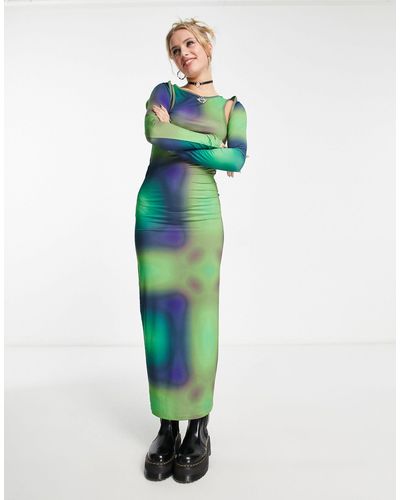 Collusion Midi-jurk Met Ombre Effect En Uitsnijdingen - Groen