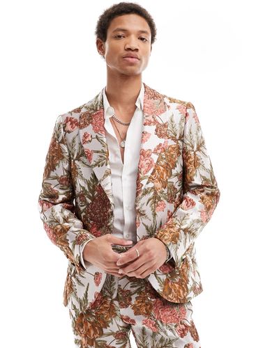 Twisted Tailor Floral Jacquard Suit Jacket - Multicolour