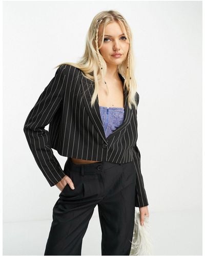 Noisy May Cropped Tailored Blazer Co-ord - Black