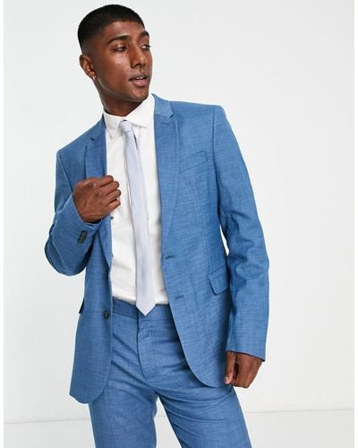 Ben Sherman Wedding Plain Slim Fit Suit Jacket - Blue