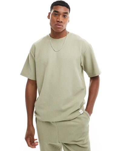 Pull&Bear Textured Co-ord T-shirt - Green