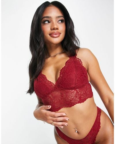 ASOS Sienna Lace Longline Padded Bralette - Red