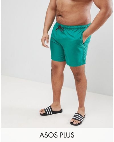 ASOS Asos Plus Swim Shorts In Dark Green Mid Length