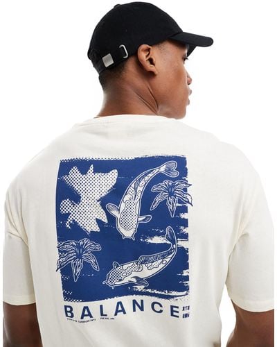 SELECTED Oversized T-shirt With Koi Back Print - Blue