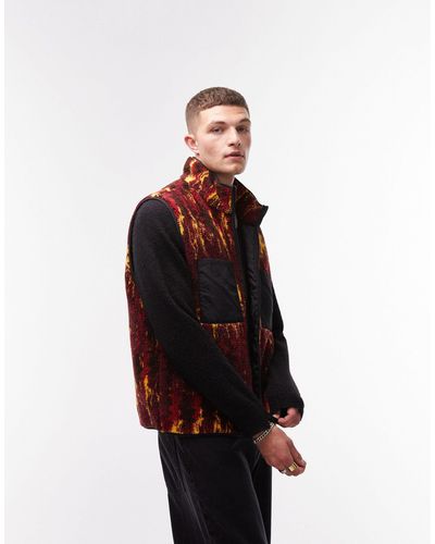 TOPMAN Borg Gilet With All Over Print - Multicolour