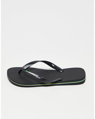 Havaianas – brasil – schwarze zehenstegsandalen mit logo