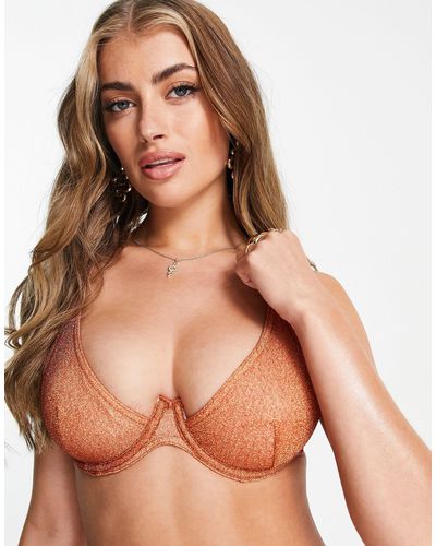 ASOS Fuller Bust Mix And Match Step Front Underwired Bikini Top - Brown