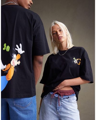 ASOS Disney Unisex Oversized T-shirt With Goofy Prints - Blue
