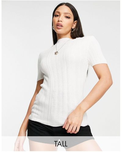 TOPSHOP Knitted Detailed Tee - White
