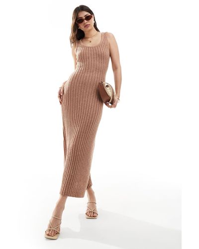 4th & Reckless Ribbed Knit Sleeveless Scoop Neck Maxi Dress - Natural