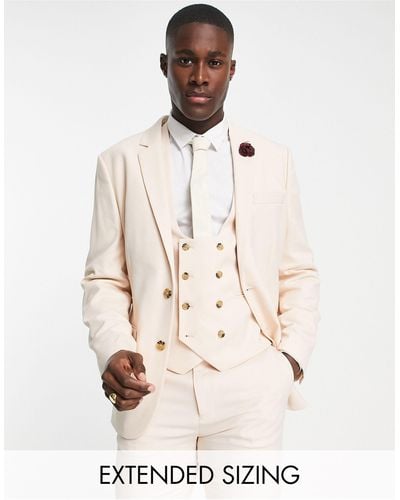 ASOS Wedding Skinny Suit Jacket With Micro Texture - Natural