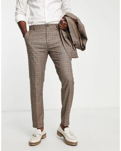 SELECTED Slim Fit Suit Trousers - Brown