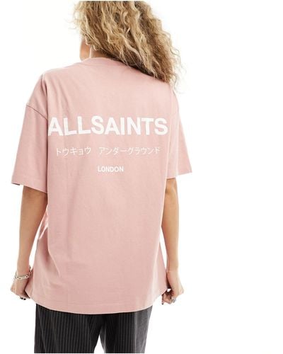 AllSaints – underground – oversize-t-shirt - Pink