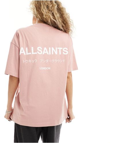 AllSaints Exclusivité asos - - underground - t-shirt oversize - cendré - Rose