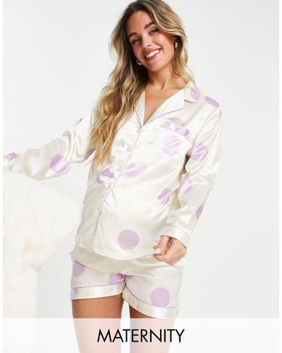 NIGHT Pijama corto crema con estampado - Blanco
