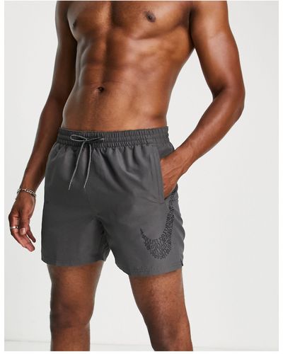 Nike 5 Inch Large Swoosh Shorts - Gray