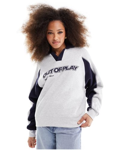 Pull&Bear Felpa nera e bianca stile rugby - Bianco