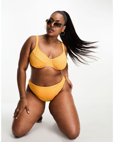 Simply Be – bikinihose aus kräuselstoff - Gelb
