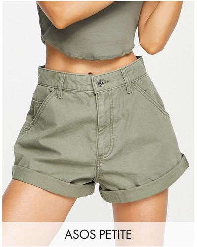 ASOS Pantalones cortos mom holgados con lavado - Verde