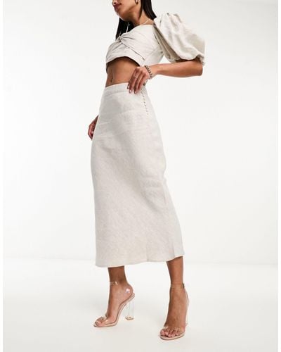 Whistles Maxi Skirt With Button Side - White