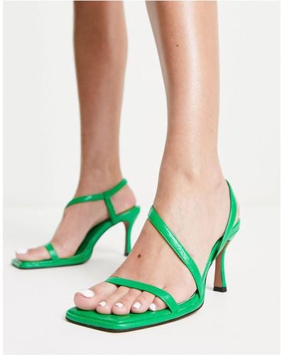 ASOS Haya Asymetric Mid Heeled Sandals - Green