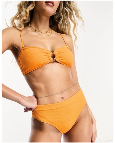 Roxy Color Jam Rib Mid Waist Bikini Bottom - Orange