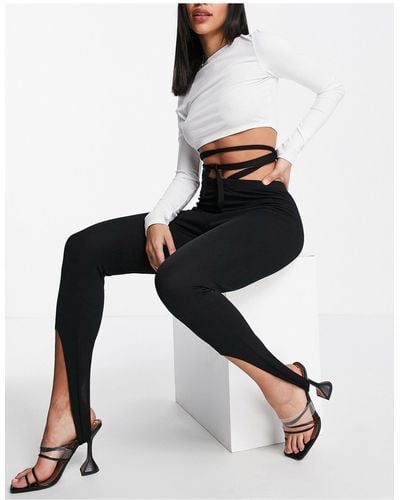 Fashionkilla Stirrup leggings With Waist Detail - Black