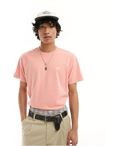 Obey Pigment Dye Short Sleeve T-shirt - Pink