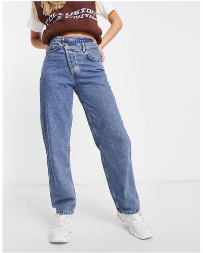 Collusion X014 – weite dad-jeans im stil der 90er jahre mit abgestuftem taillenbund und er vintage-waschung - Blau