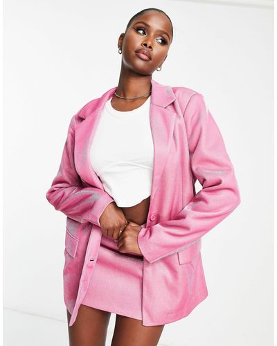 SIMMI Simmi Glitter Oversized Blazer Co-ord - Pink