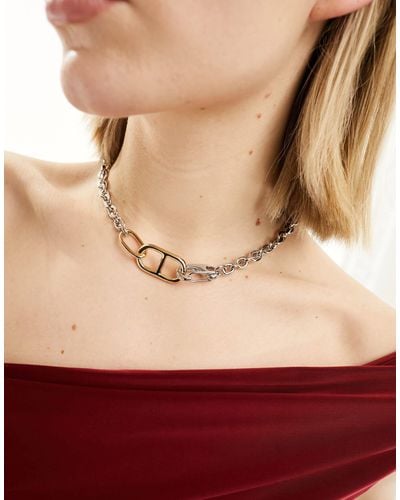 ASOS – halskette aus verschiedenen metallen mit klobigem verschlussdesign - Lila