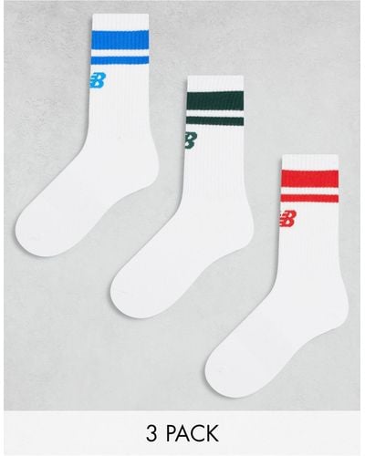 New Balance Logo Line Crew Sock 3 Pack - White