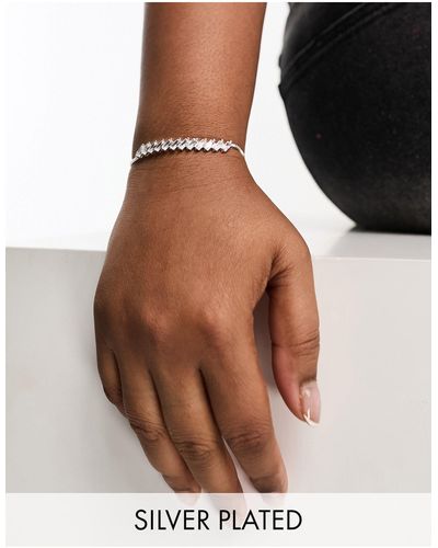 ASOS Asos design curve - bracelet d'amitié en plaqué argent avec motif baguette en zircone cubique - Noir