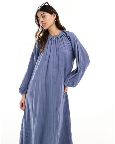 ASOS Double Cloth Trapeze Maxi Dress - Blue