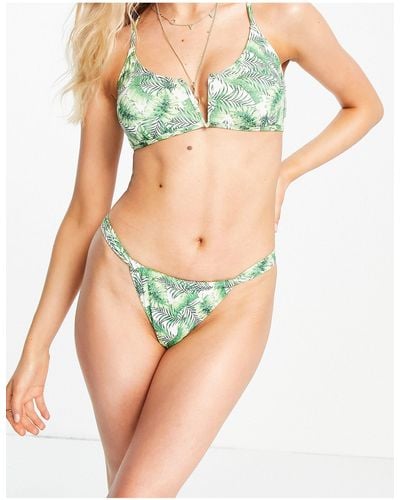 Vero Moda Slip bikini con stampa tropicale di palme - Multicolore