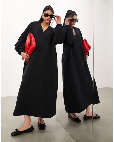 ASOS Oversized Premium Jersey Sweat Dress - Black