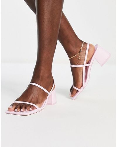 Public Desire Just Realise Strappy Mid Heel Sandals - Pink