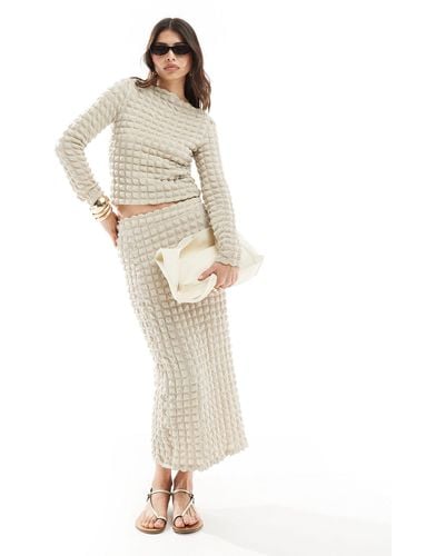 Vero Moda Textured Midi Skirt Co-ord - White
