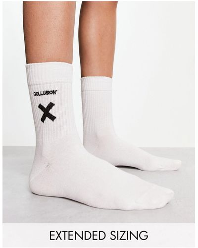 Collusion Unisex - chaussettes à logo - Blanc