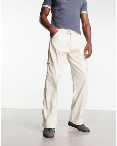 Collusion Cargo Trouser With Zip Detail - White