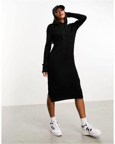 Threadbare Quinnie Hoodie Midi Jumper Dress - Black